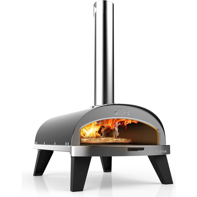 ZiiPa - Pianaugn, kompakt pizzaugn för utomhusbruk, pellets pizzaugn, vedeldad eld, ugn med skivspelare för 360° matlagning, integrerad termometer, (Eukalyptus)