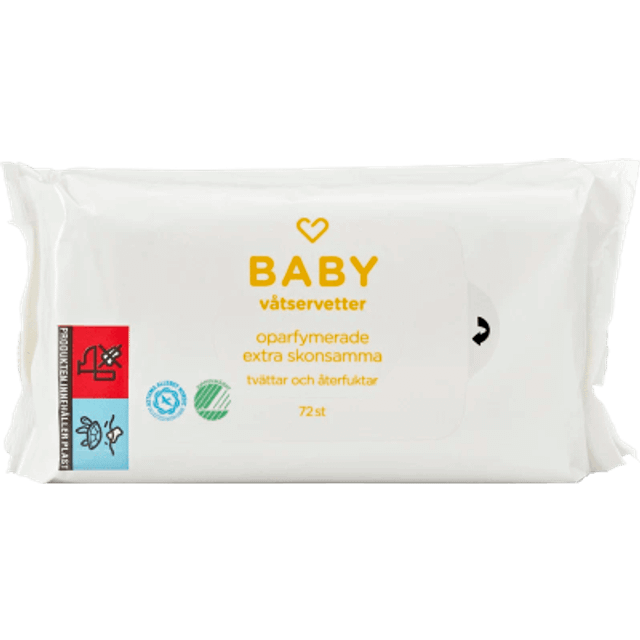 Hjärtats våtservetter baby 72 st