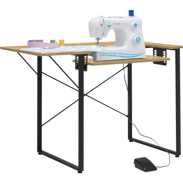 Adrianny 104.1&#34; x 58.4&#34; Sewing Table with Sewing Machine Platform - Brown (76.2cm H X 104.1cm W X 58.4cm D)