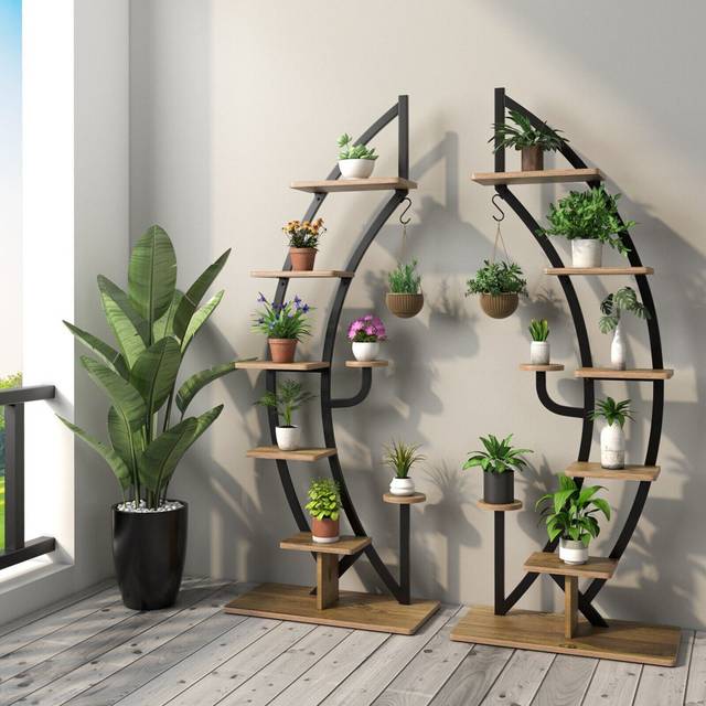 Anneliesse Plant Stand - Set of 2 - Black (155cm H X 60cm L X 30cm D)