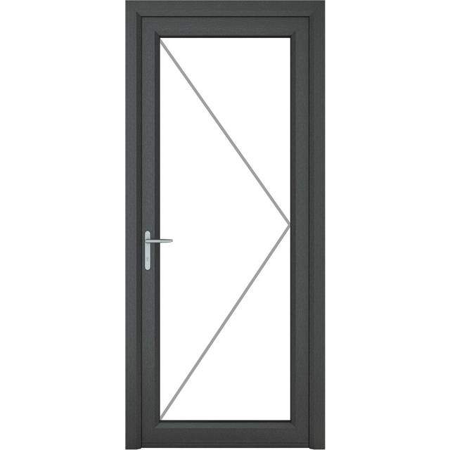 Crystal uPVC Double Glazed Grey White Door Full Glass Right hand Clear Glass 920x2090mm - Crystal-Direct - 209 x 92 x 7cm