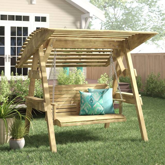 Freeport Park Tony Swing Seat with Stand Natural 180cm H X 189cm W X 162cm D