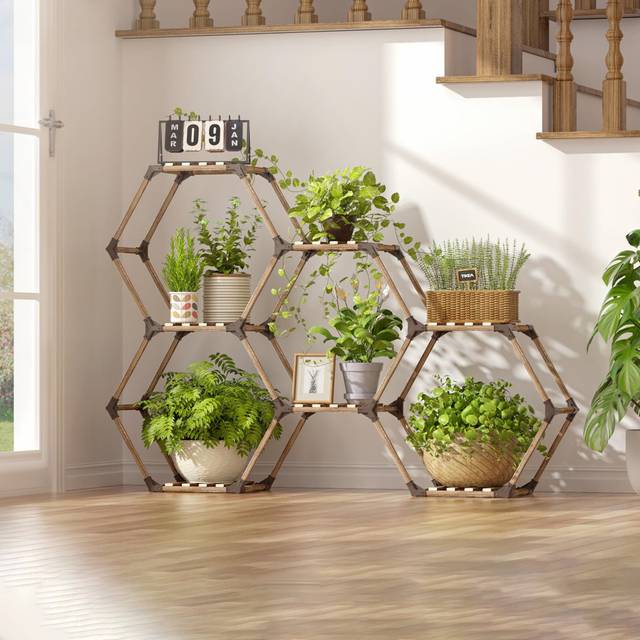 Chalina Plant Stand - wood (97cm H X 141cm L X 10cm D)