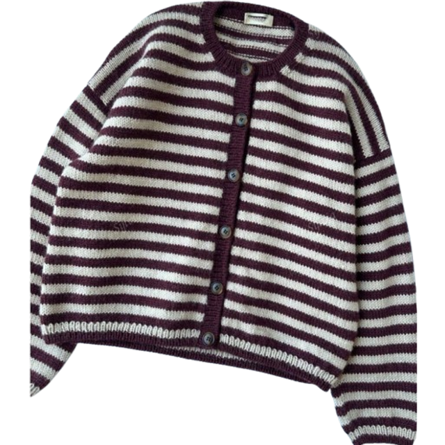 SHEIN Women&#39;s Simple Commuter Round Neck Color Block Stripe Button Knit Cardigan