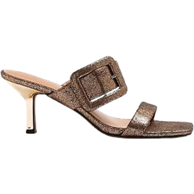 River Island Womens Brown Double Buckle Mule Heels - 7