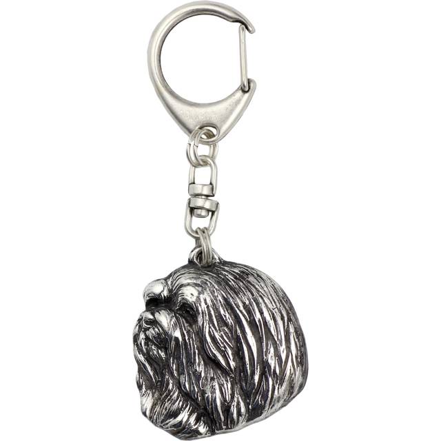 Havanese, Havanese Cuban Bichon, Bichón Havanés - Silver-plated key ring with dog, handbag decoration, backpack pendant by Art-Dog brand silver