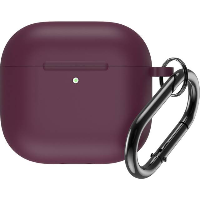 Airpods 4 Skal Silikon med Carabiner - Burgundy