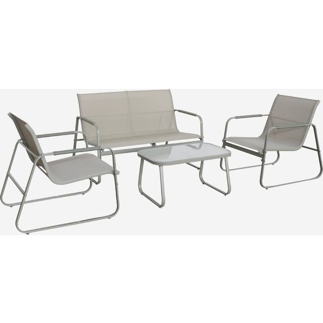 Sweeek - 4-seater steel garden sofa set , Noto, Khaki Green, 78x122x39 cm