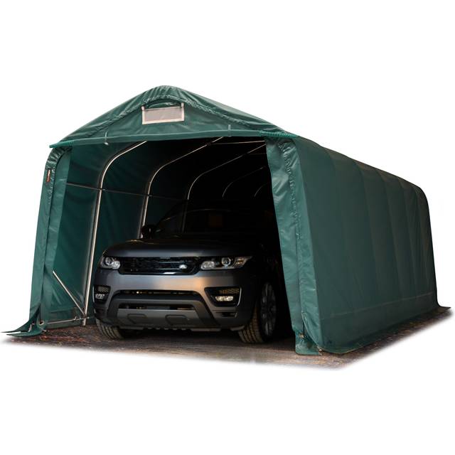 TOOLPORT 3.3x7.2m Carport Tent / Portable Garage, PVC 800, dark green with statics (ground: soil) - (58537)