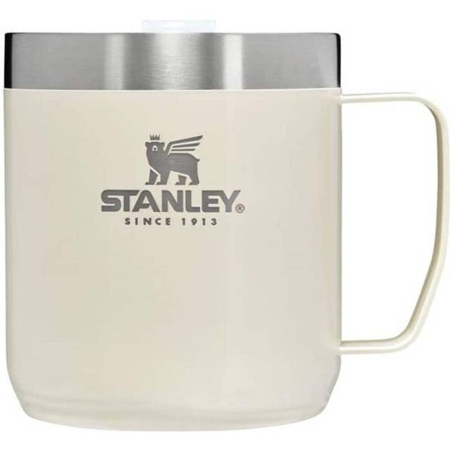 Stanley Stay Hot Camp Mug - Durable 18/8 Stainless Steel Insulated Mug - Splash-Free Tritan Drink-Thru Lid - 12 OZ - Cream Gloss
