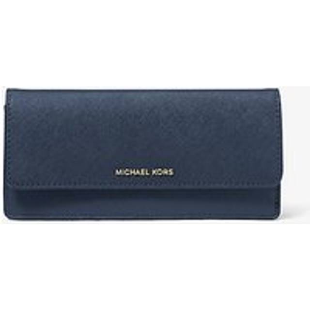 MK Jet Set Large Saffiano Leather Snap-Front Wallet - Blue - Michael Kors - ONE SIZE