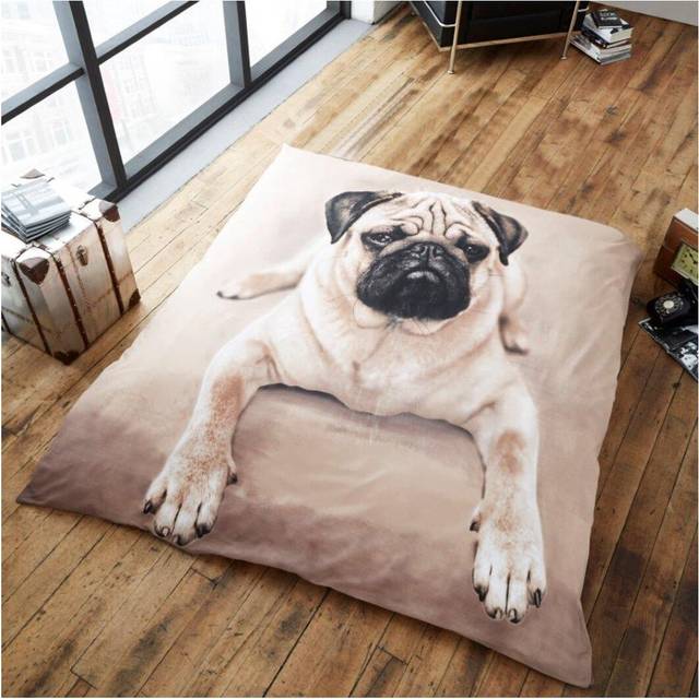 3D Printed Pug Dog Throw - Black;Brown (W150 x L200cm)