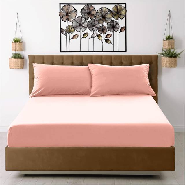 Cotton Blend Fitted Sheet - Blush Pink (140 x 200cm)