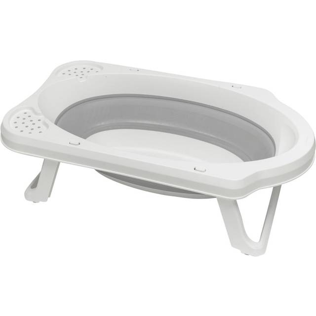 Plastic Portable Foldable Grey & White Baby Bath on Stand Washing Tub New Born - Solid colour;Grey;White (25cm H X 82cm W X 46cm D)