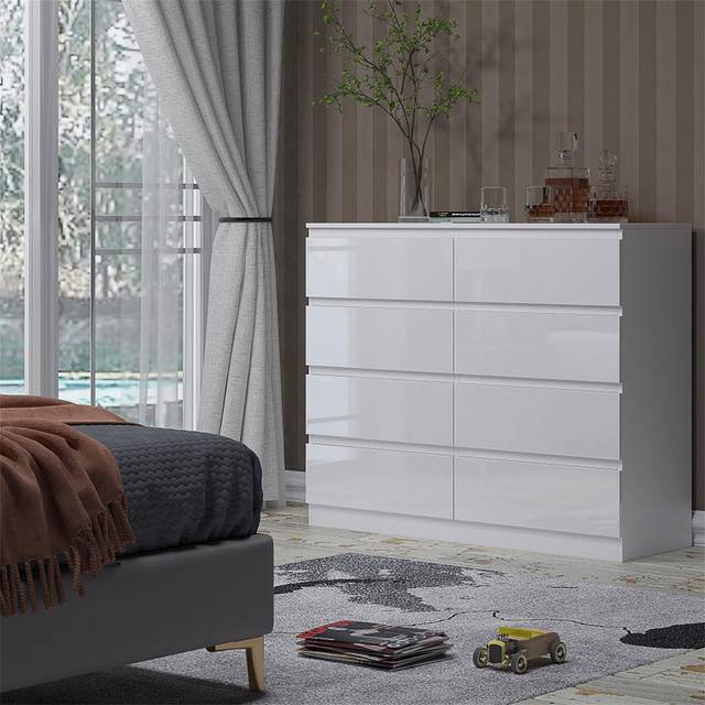 8 Drawer Chest. Modern Bedroom Furniture Chest Of Drawers - White