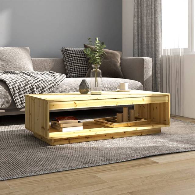 Brixxon Solid Wood Frame Coffee Table - Light Brown (33.5cm H X 110cm W X 50cm D)