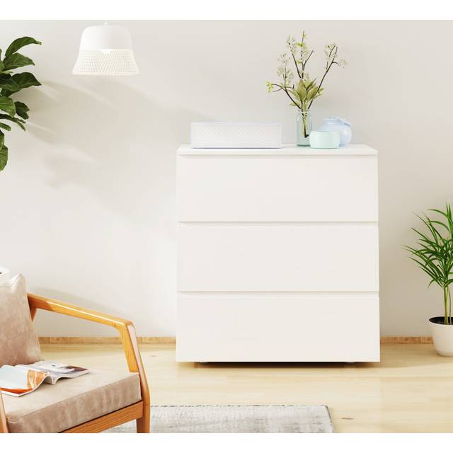 48cm Tall Modern White Nightstand Set of 2 Chest of Drawers 2 Drawer Dresser, Minimalist & Contemporary, End Table Bedside Table for Bedroom White (83cm H X 78cm W X 40cm D)