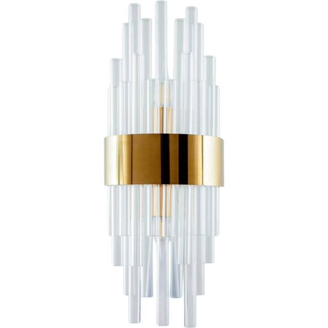 Luxury Glass Lampshade Wall Light Modern Sconce Bedroom Living Room - Gold (52cm H X 22cm W X 15cm D)