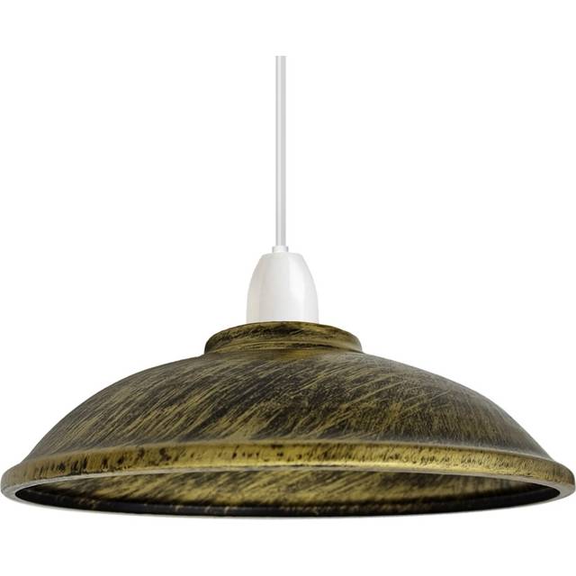 Vintage Retro Bedroom Kitchen Style 24cm Metal Bowl Lamp Shade - Brush Brass (7cm H X 24cm W X 24cm D)