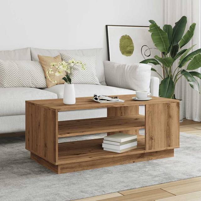 Coffee Table 102x55x43 cm Engineered Wood - Eiche Handwerklich (43cm H X 102cm W X 55cm D)