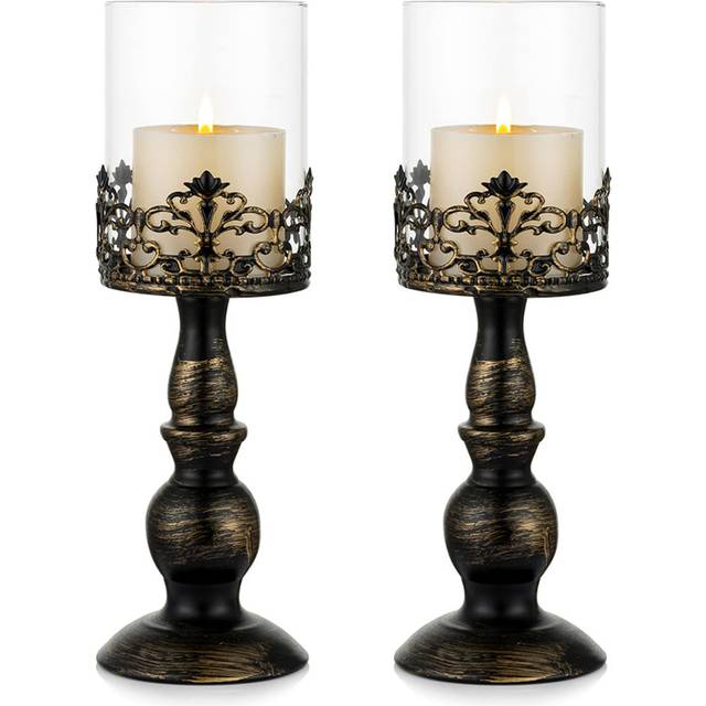 Abiodun Metal Tabletop Candlestick - Black (33cm H X 10.5cm W X 4.1cm D)