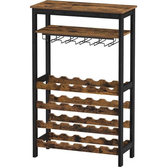 Emeraude Wine Bottle & Glass Rack Rustic Brown (100cm H X 30cm W X 66cm D)