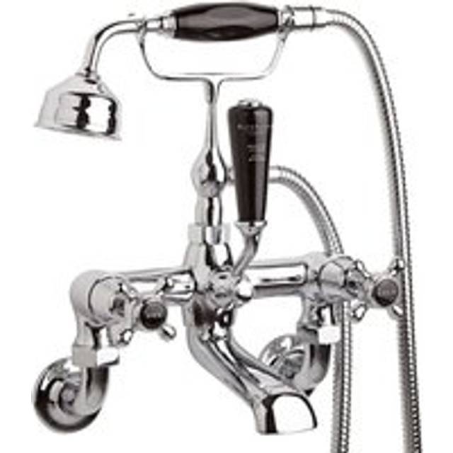 Crosshead Dome Wall Mounted Bath Shower Mixer Tap Black/Chrome - Bayswater