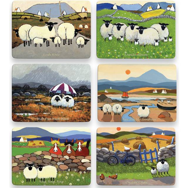 The Whimsical World Of Cork Backed Placemat Sets, Set 1 - Green (29cm W X 0.4cm L X 21cm D)