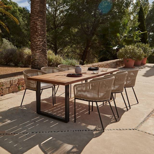 Annadell Rectangular 6 - Person 82cm Long Dining Set with Cushions and Umbrella - Brown (6)