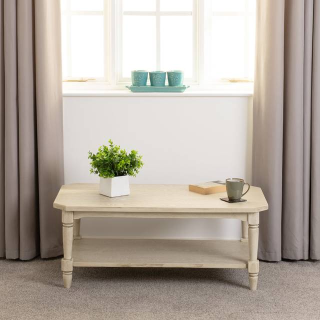 Arri Four Leg Coffee Table with Storage - Cream (43.5cm H X 107cm W X 56cm D)