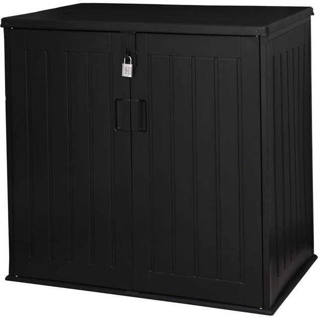 Dakota Fields Capria 116cm W 775L Polypropylene Lockable Deck Box - Black (112.5cm H X 116cm W X 71cm D)