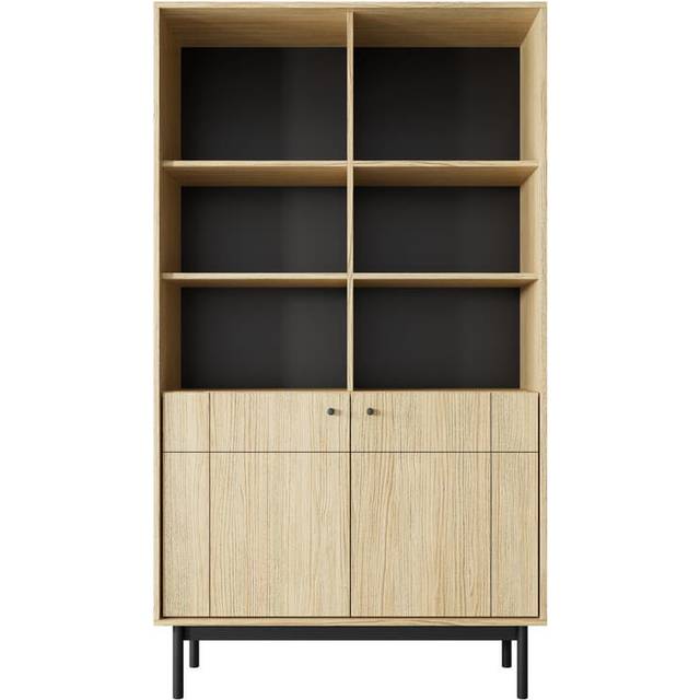 Natural Harmony: Japandi Bookcase 104cm in Oak Linea (185cm H X 104cm W X 39cm D)