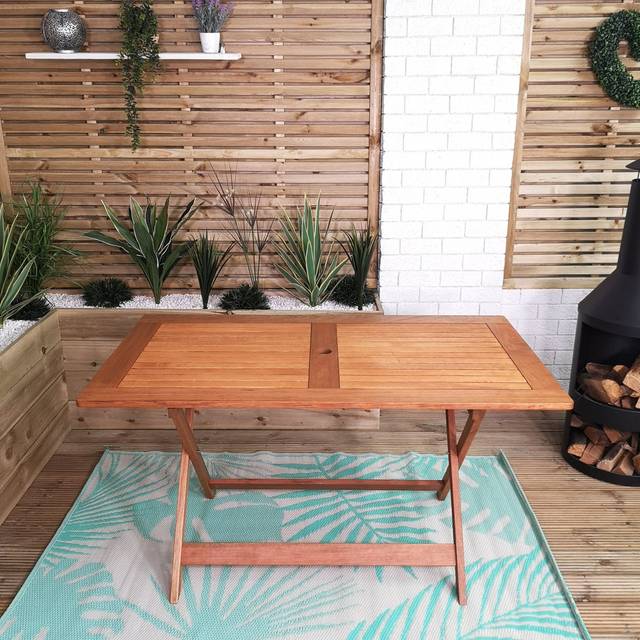 Abigal Windermere Outdoor 6 Person Folding Rectangular Wooden Table - Brown