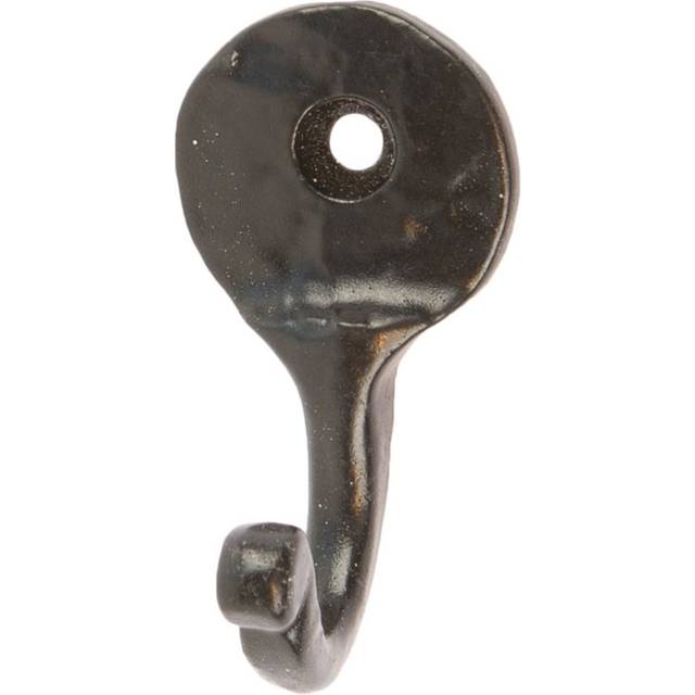 Hammer & Tongs - Hammered Round Plate Single Hook - W25mm x H45mm - Black (4.7cm H X 2.5cm W X 2.7cm D)