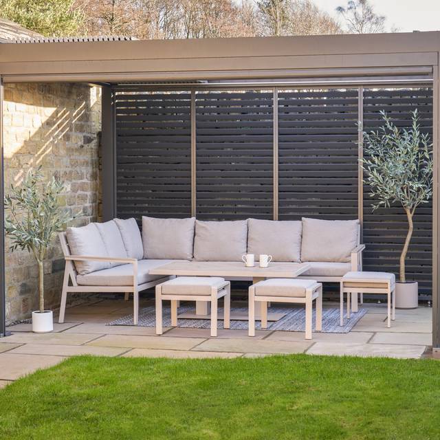 Aruba Outdoor Corner Seating Set with Adjustable Table - Grey (Single)