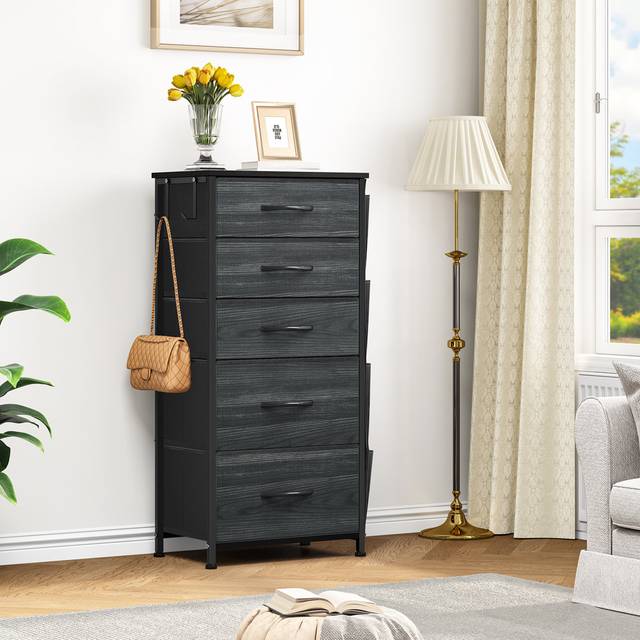 Borough Wharf 5-Drawer Chest Of Drawers 45Cm W Bedroom Drawers Charcoal/Black 241.3cm H X 114.3cm W X 76.2cm D