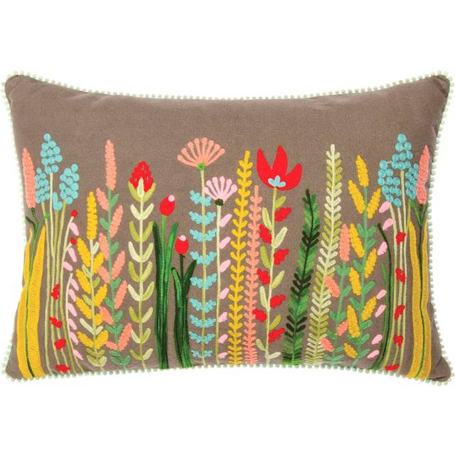 Leeven Floral Rectangle Throw Cushion Cover - Grey