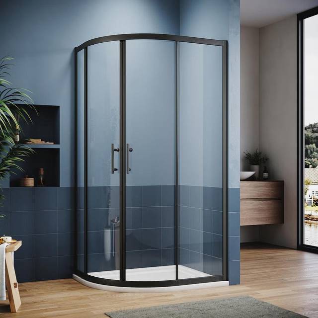 Lieberman 1000mm 100mm W x 1850mm H Sliding Framed Shower Door with Clear Glass - Matte Black (1,850mm H X 1,000mm W)