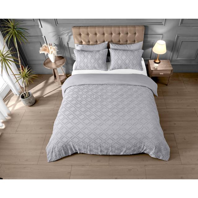 Luxury Edison Duvet Cover Set - Grey - Double