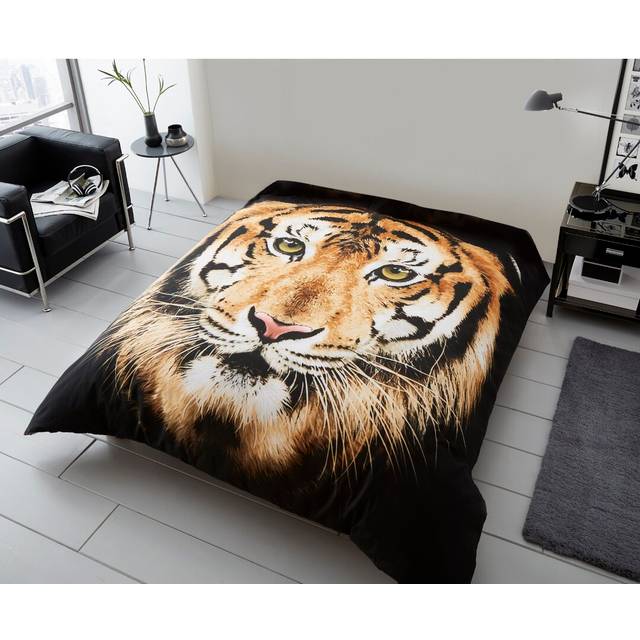 Tiger Face 3D Printed Throw - Black;White;Yellow (200cm W X 240cm L)