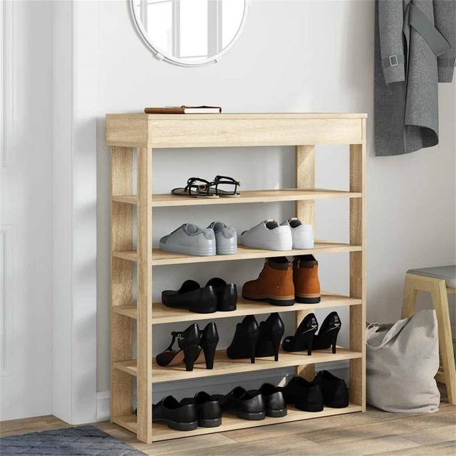 Shoe Rack Engineered Wood - Natural Wood (20)