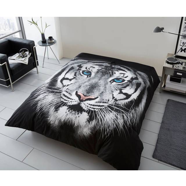 White Tiger 3D Printed Throw - Black;White (150cm x 200cm)