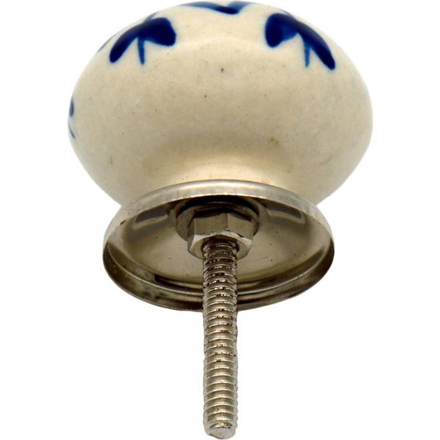 Nicola Spring - Round Ceramic Cabinet Knobs - Navy Flower - Dark Blue (4cm)