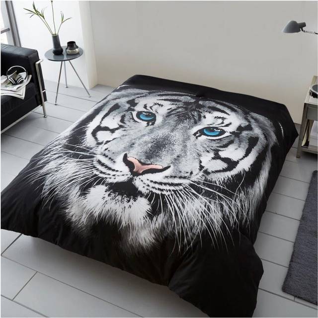 3D Printed Tiger Face Throw - White (W150 x L200cm)