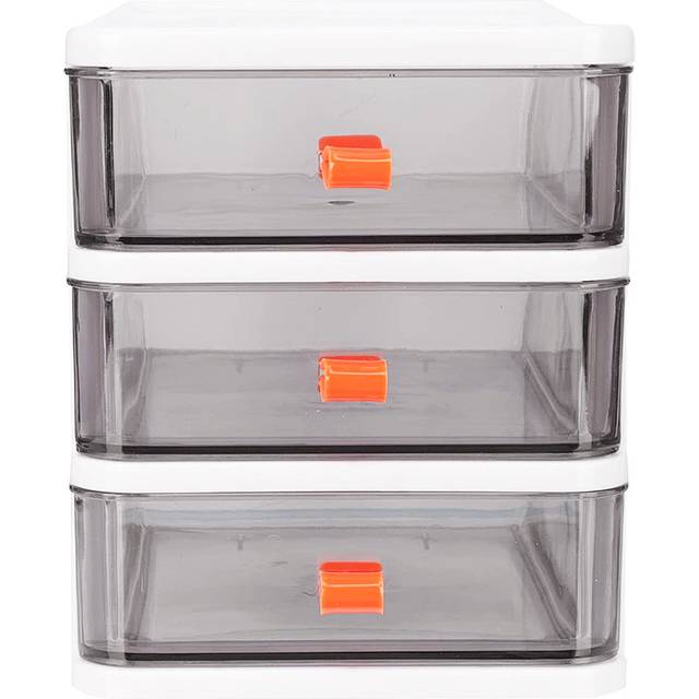 Dagan Plastic Desk Organisers with Drawers - White (17cm H X 13.4cm W X 17cm D)