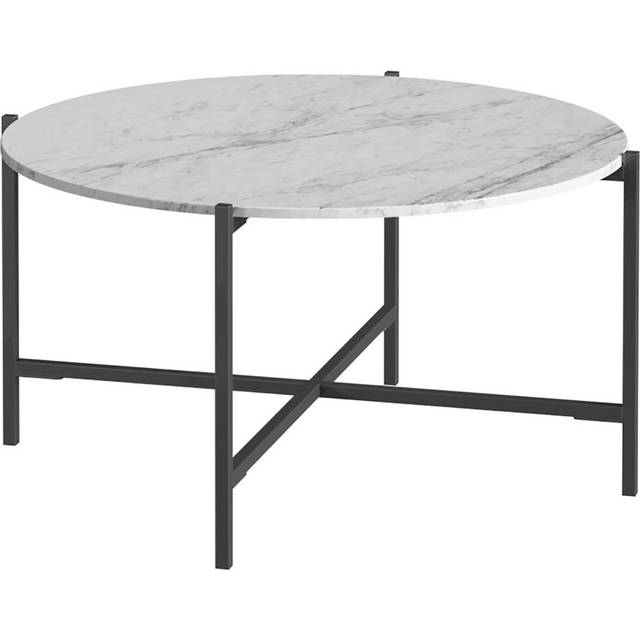 Marble Round Coffee Table with Frame - Grey