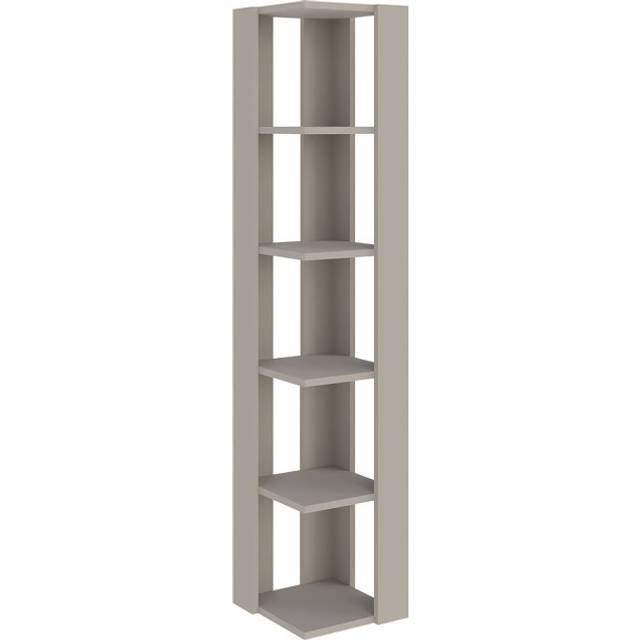 Nati Modern Corner Bookcase 5 Tiers | 34 x 34 x 161 cm | Space-Saving Design - Sandstone (408.94cm H X 86.36cm W X 34cm D)