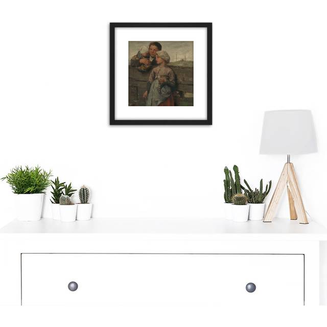 Villagers Child Infant by Jacob Maris - Picture Frame Painting - Black;Brown;Grey (25.6cm H X 25.6cm W)