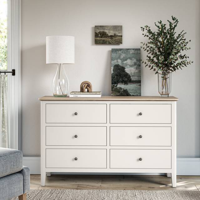 Maelle 6 Drawer Wide Chest - Ivory (75cm H X 120cm W X 40cm D)
