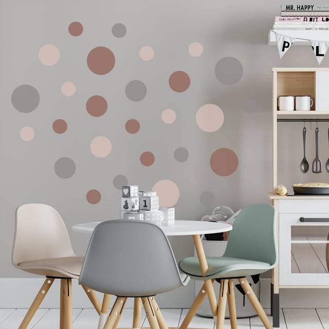 Large Polka Dots Children's Kids Wall Stickers - Brown;Pink (35.3cm H X 28.5cm W)